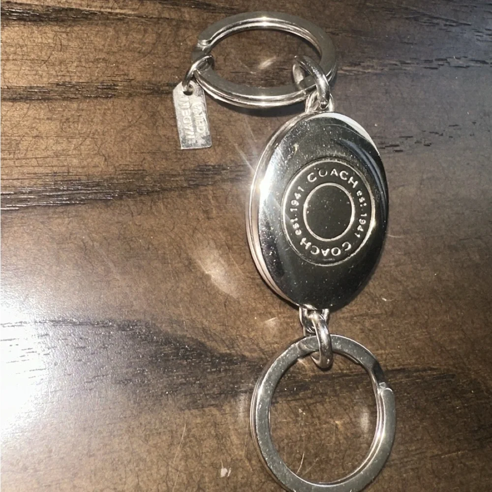 Coach Legacy Stripe Oval Turnlock Valet Key Chain Bag Charm - Picture 3 of 6